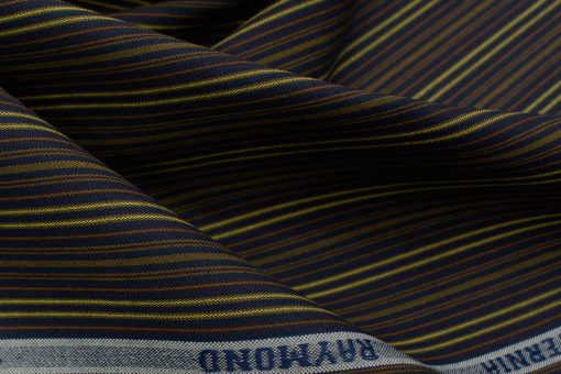 Raymond Men's Premium Cotton Striped 2.25 Meter Unstitched Shirting Fabric (Dark Blue)