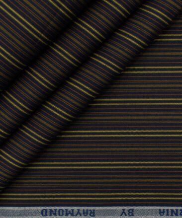 Raymond Men's Premium Cotton Striped 2.25 Meter Unstitched Shirting Fabric (Dark Blue)