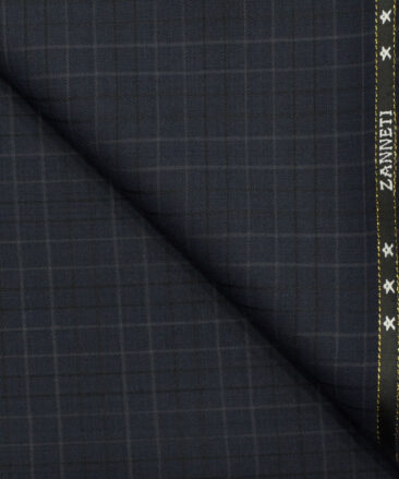 J.Hampstead Men's Wool Checks Super 130's1.30 Meter Unstitched Trouser Fabric (Dark Purple)