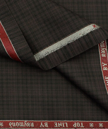 Raymond Men's Polyester Viscose Checks 3.75 Meter Unstitched Suiting Fabric (Dark Wine)