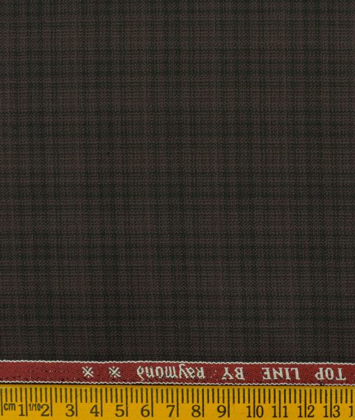 Raymond Men's Polyester Viscose Checks 3.75 Meter Unstitched Suiting Fabric (Dark Wine)