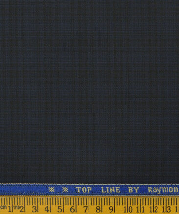 Raymond Men's Polyester Viscose Checks 3.75 Meter Unstitched Suiting Fabric (Dark Blue)