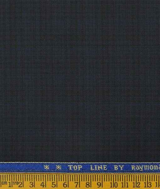 Raymond Men's Polyester Viscose Checks 3.75 Meter Unstitched Suiting Fabric (Dark Blue)