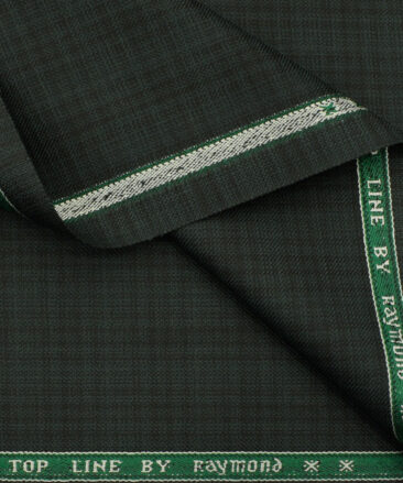 Raymond Men's Polyester Viscose Checks 3.75 Meter Unstitched Suiting Fabric (Dark Green)