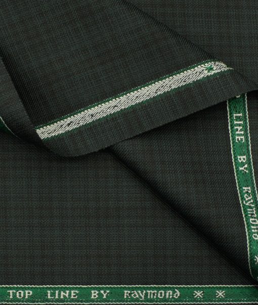 Raymond Men's Polyester Viscose Checks 3.75 Meter Unstitched Suiting Fabric (Dark Green)