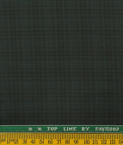 Raymond Men's Polyester Viscose Checks 3.75 Meter Unstitched Suiting Fabric (Dark Green)