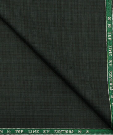 Raymond Men's Polyester Viscose Checks 3.75 Meter Unstitched Suiting Fabric (Dark Green)