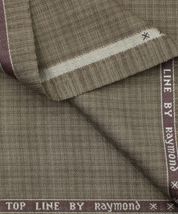 Raymond Men's Polyester Viscose Checks 3.75 Meter Unstitched Suiting Fabric (Medium Brown)