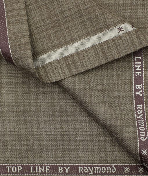 Raymond Men's Polyester Viscose Checks 3.75 Meter Unstitched Suiting Fabric (Medium Brown)