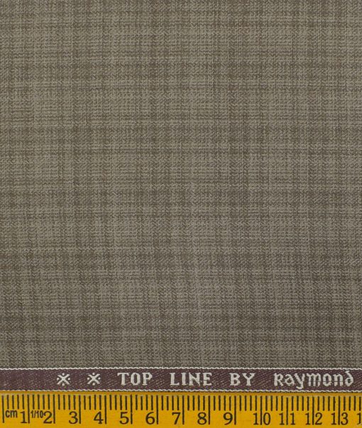 Raymond Men's Polyester Viscose Checks 3.75 Meter Unstitched Suiting Fabric (Medium Brown)