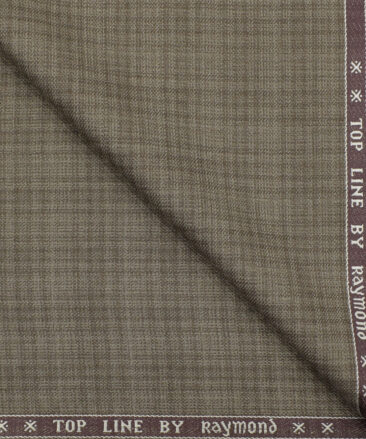 Raymond Men's Polyester Viscose Checks 3.75 Meter Unstitched Suiting Fabric (Medium Brown)