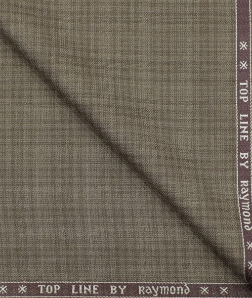 Raymond Men's Polyester Viscose Checks 3.75 Meter Unstitched Suiting Fabric (Medium Brown)