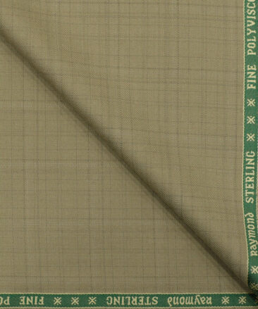 Raymond Men's Polyester Viscose Checks 3.75 Meter Unstitched Suiting Fabric (Beige)