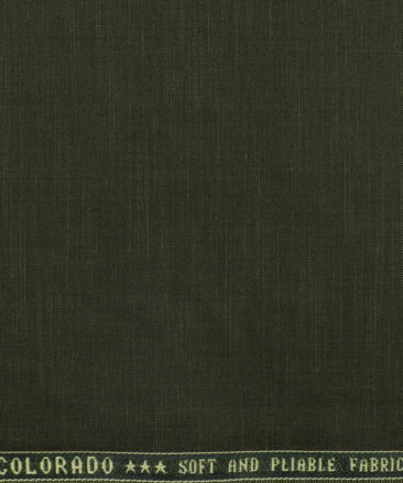 Raymond Men's Polyester Viscose Solids 3.75 Meter Unstitched Suiting Fabric (Dark Green)