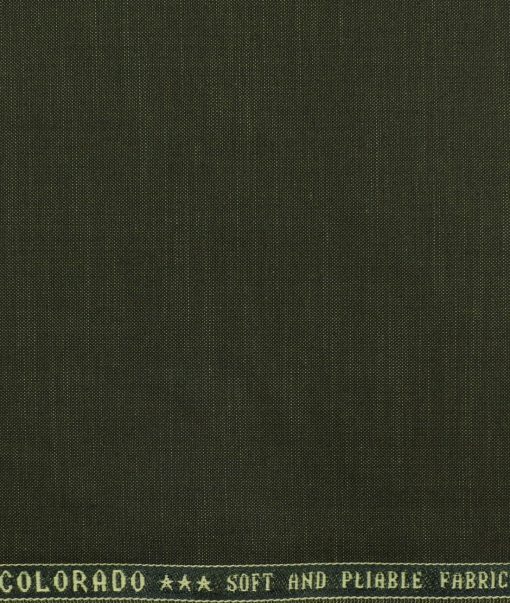 Raymond Men's Polyester Viscose Solids 3.75 Meter Unstitched Suiting Fabric (Dark Green)