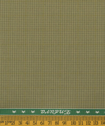 Raymond Men's Polyester Viscose Houndstooth 3.75 Meter Unstitched Suiting Fabric (Khakhi)