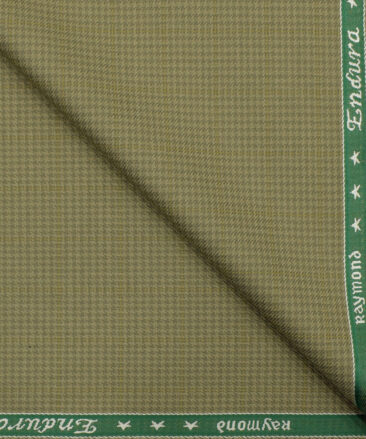 Raymond Men's Polyester Viscose Houndstooth 3.75 Meter Unstitched Suiting Fabric (Khakhi)