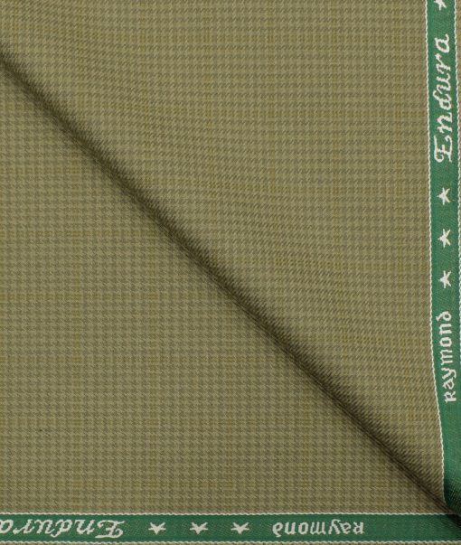 Raymond Men's Polyester Viscose Houndstooth 3.75 Meter Unstitched Suiting Fabric (Khakhi)