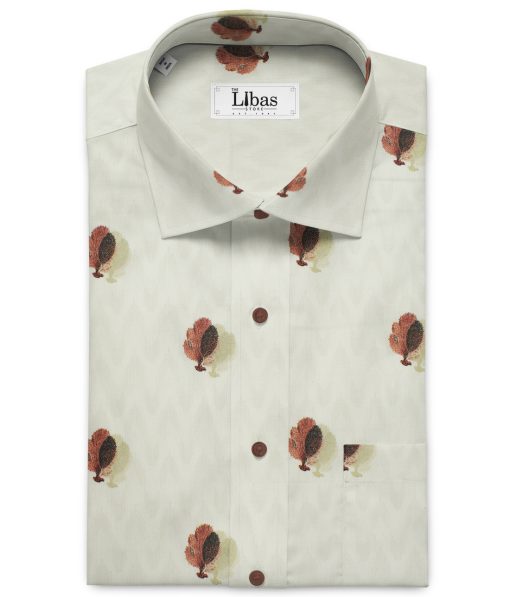 Arvind Men's  Premium Cotton Printed 2.25 Meter Unstitched Shirting Fabric (White)