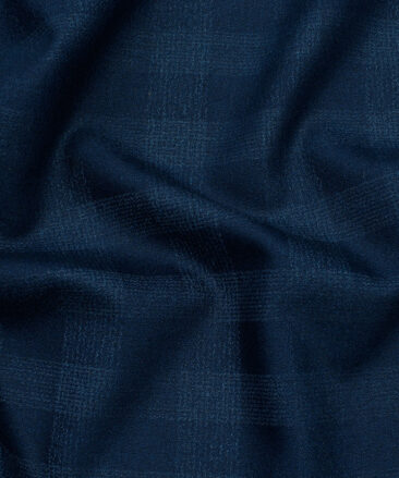 Absoluto Men's Terry Rayon Checks 3.75 Meter Unstitched Suiting Fabric (Royal Blue)