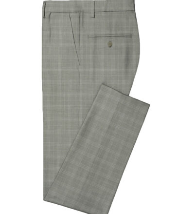 Cadini Men's Terry Rayon Checks 3.75 Meter Unstitched Suiting Fabric (Light Worsted Grey)