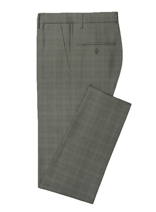 Cadini Men's Terry Rayon Checks 3.75 Meter Unstitched Suiting Fabric (Worsted Grey)