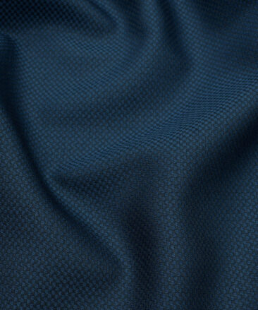 Italian Channel Men's Terry Rayon Structured 3.75 Meter Unstitched Suiting Fabric (Aegean Blue)