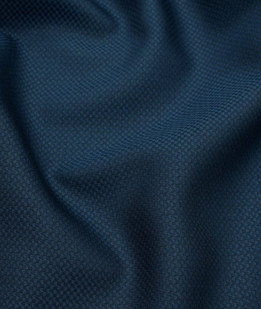 Italian Channel Men's Terry Rayon Structured 3.75 Meter Unstitched Suiting Fabric (Aegean Blue)