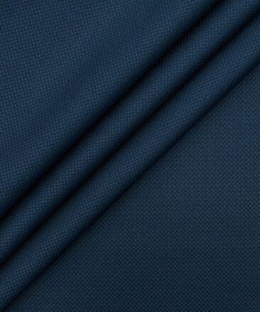 Italian Channel Men's Terry Rayon Structured 3.75 Meter Unstitched Suiting Fabric (Aegean Blue)