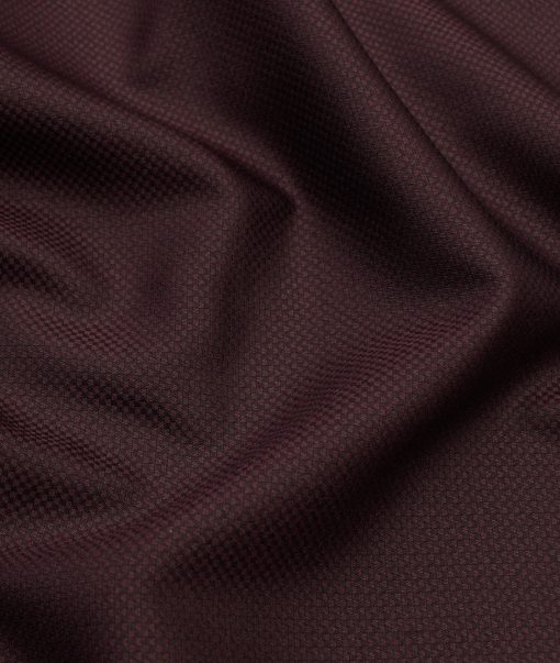 Italian Channel Men's Terry Rayon Structured 3.75 Meter Unstitched Suiting Fabric (Dark Wine)