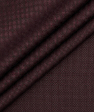 Italian Channel Men's Terry Rayon Structured 3.75 Meter Unstitched Suiting Fabric (Dark Wine)