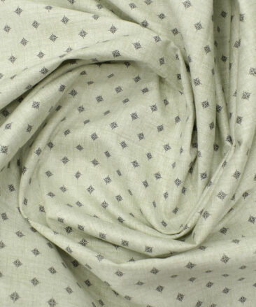 J.Hampstead Men's Cotton Printed 2.25 Meter Unstitched Shirting Fabric (White & Green)