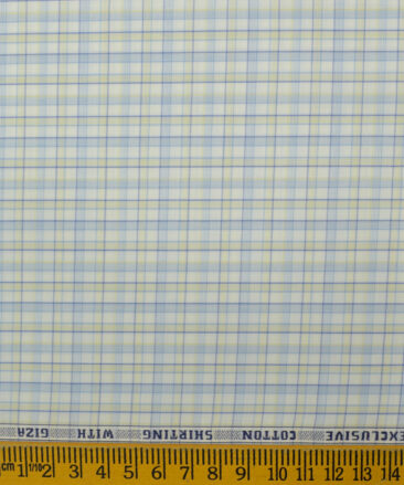 J.Hampstead Men's  Cotton Checks 2.25 Meter Unstitched Shirting Fabric (White)