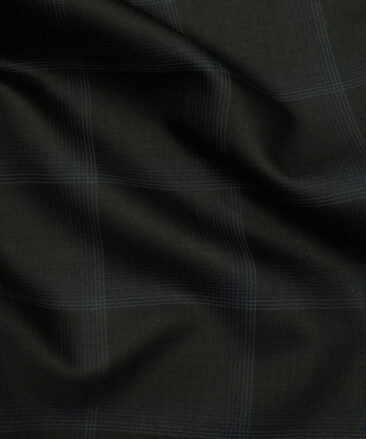 Marcellino Men's Terry Rayon Checks 3.75 Meter Unstitched Suiting Fabric (Black)