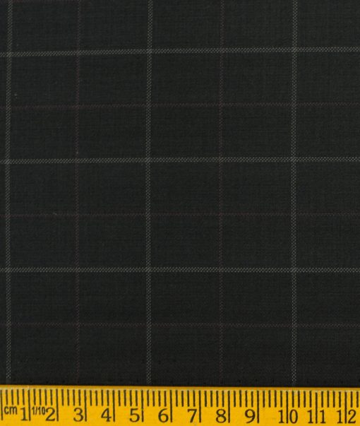 Marcellino Men's Terry Rayon Checks 3.75 Meter Unstitched Suiting Fabric (Black)