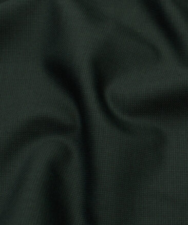 Panero Men's Wool Structured 3.75 Meter Unstitched Suiting Fabric (Dark Pine Green)