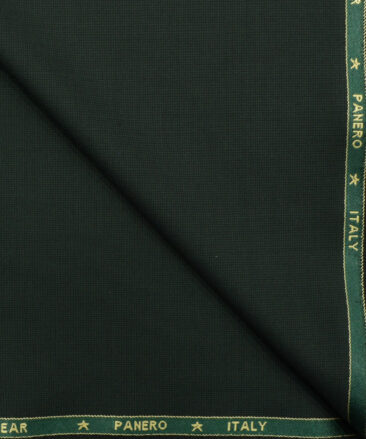 Panero Men's Wool Structured 3.75 Meter Unstitched Suiting Fabric (Dark Pine Green)