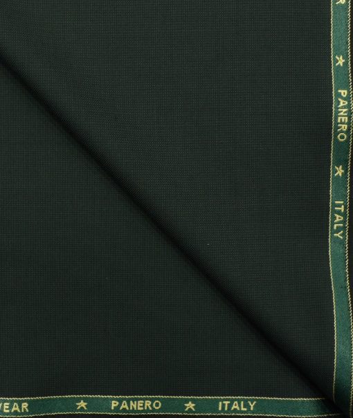 Panero Men's Wool Structured 3.75 Meter Unstitched Suiting Fabric (Dark Pine Green)