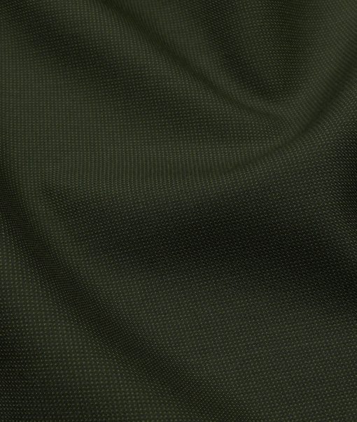 Panero Men's Terry Rayon Structured 3.75 Meter Unstitched Suiting Fabric (Dark Moss Green)