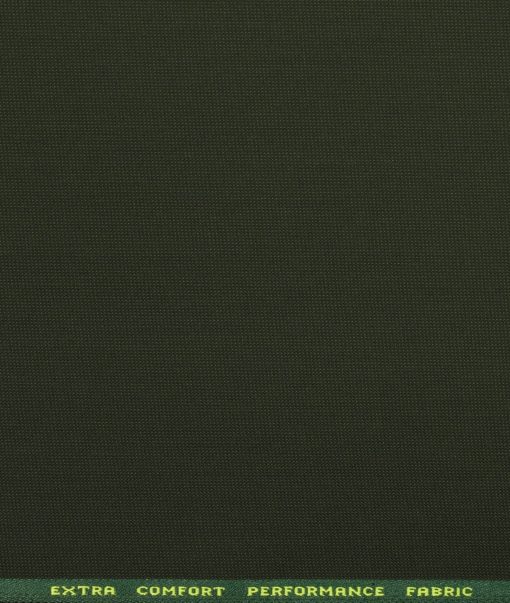 Panero Men's Terry Rayon Structured 3.75 Meter Unstitched Suiting Fabric (Dark Moss Green)