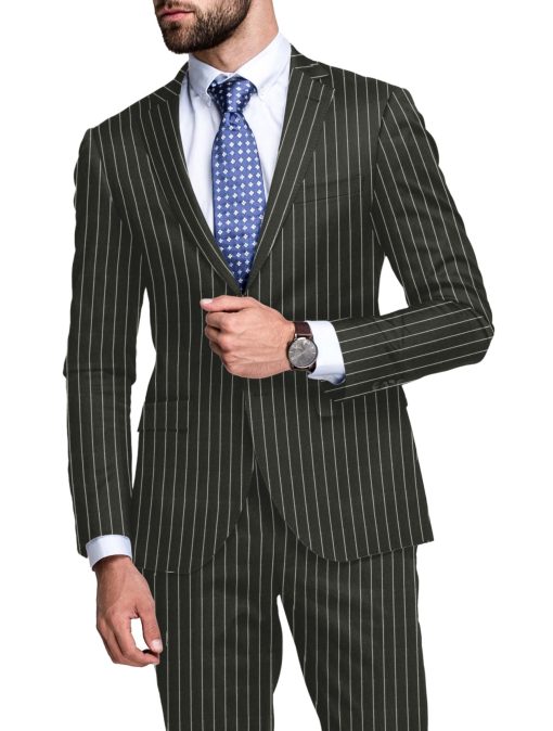 Panero Men's Wool Striped Super 90's Unstitched Suiting Fabric (Blackish Grey) - Image 2