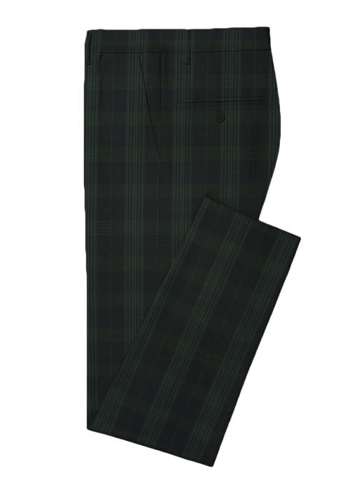 Spada Men's Terry Rayon Checks 3.75 Meter Unstitched Suiting Fabric (Dark Blue & Green)