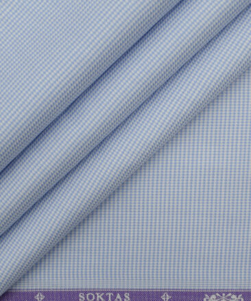 Soktas Men's Giza Cotton Structured 2.25 Meter Unstitched Shirting Fabric (White)