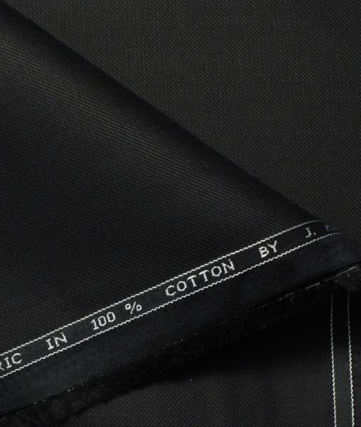 J.Hampstead Men's Cotton Solids 1.50 Meter Unstitched Trouser Fabric (Black)