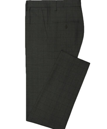 J.Hampstead Men's Wool Checks Super 90's 3.75 Meter Unstitched Suiting Fabric (Dark Grey)