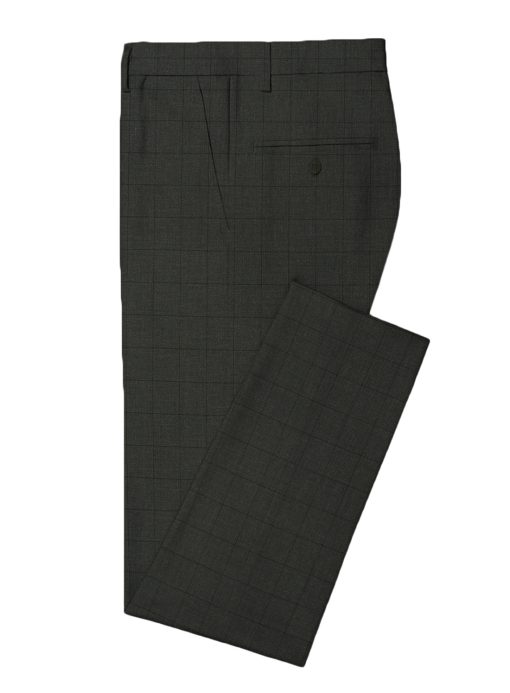 J.Hampstead Men's Wool Checks Super 90's 3.75 Meter Unstitched Suiting Fabric (Dark Grey)