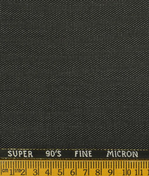 J.Hampstead Men's Wool Structured Super 90's 3.75 Meter Unstitched Suiting Fabric (Blackish Grey)