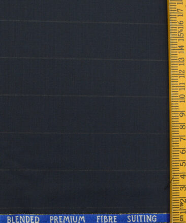 J.Hampstead Men's Wool Striped Super 100's 3.75 Meter Unstitched Suiting Fabric (Dark Blue)