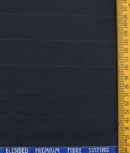 J.Hampstead Men's Wool Striped Super 100's 3.75 Meter Unstitched Suiting Fabric (Dark Blue)