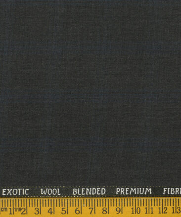 J.Hampstead Men's Wool Checks Super 100's 3.75 Meter Unstitched Suiting Fabric (Dark Grey)